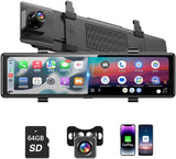 11.26 Inch CarPlay Rearview Mirror Dash Cam with 64GB SD Card