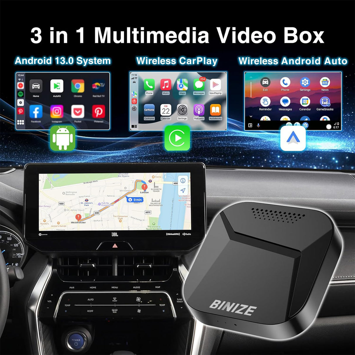 Android 13 Wireless CarPlay Ai Box for Toyota Tundra 2019 2020