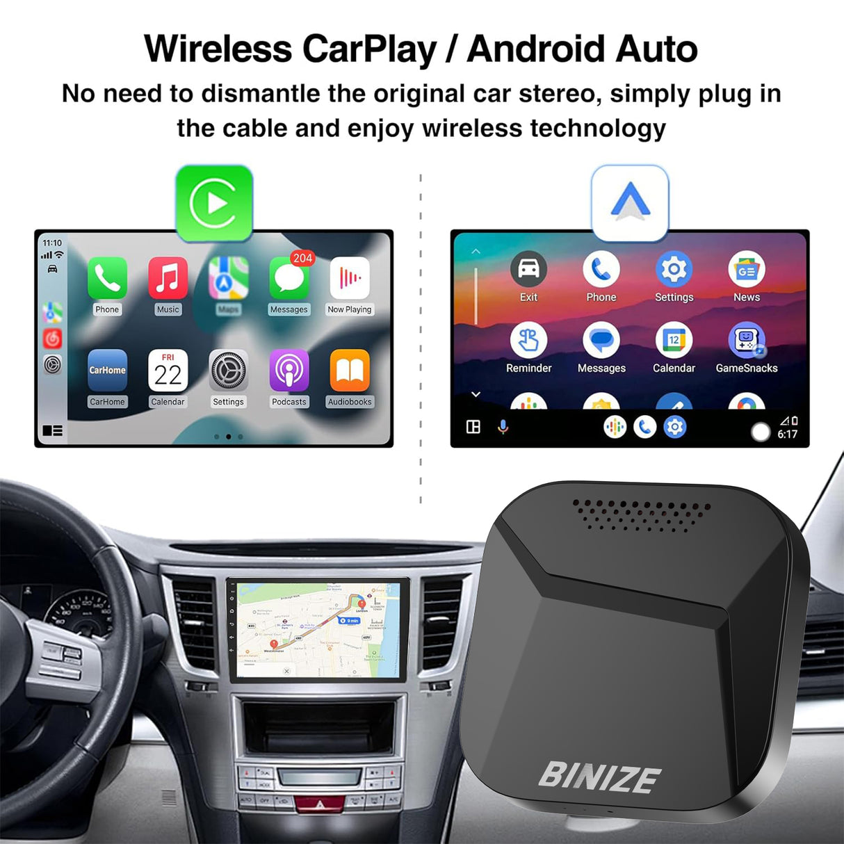 Android 13 Wireless CarPlay Ai Box for Toyota Tacoma 2019 2020