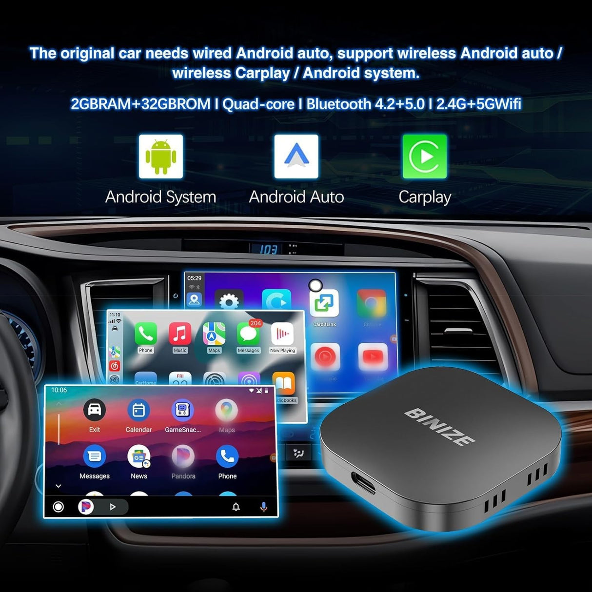 Android CarPlay Box for Car with Wired CarPlay/Android Auto