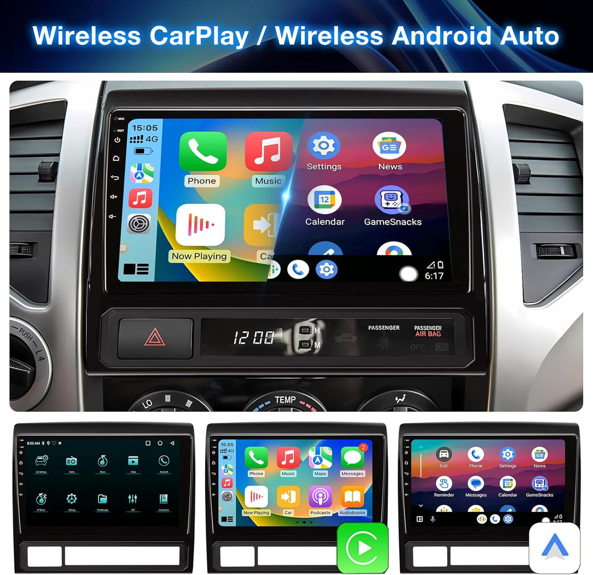 Android 13 Car Stereo for Toyota Tacoma 2005-2015 with Wireless CarPlay