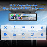 11.26 Inch CarPlay Rearview Mirror Dash Cam with 64GB SD Card