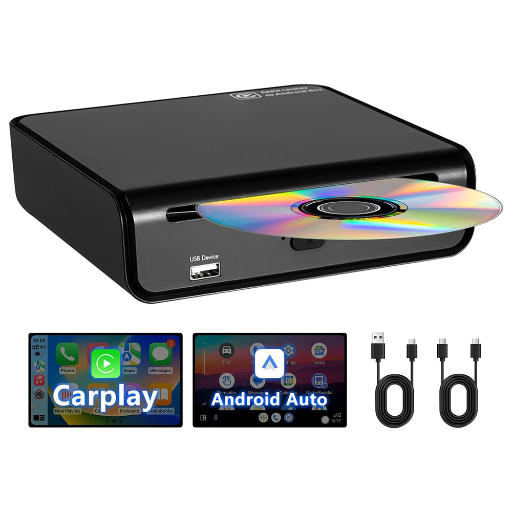 Android 13 USB CarPlay CD Player for Car with Wired CarPlay