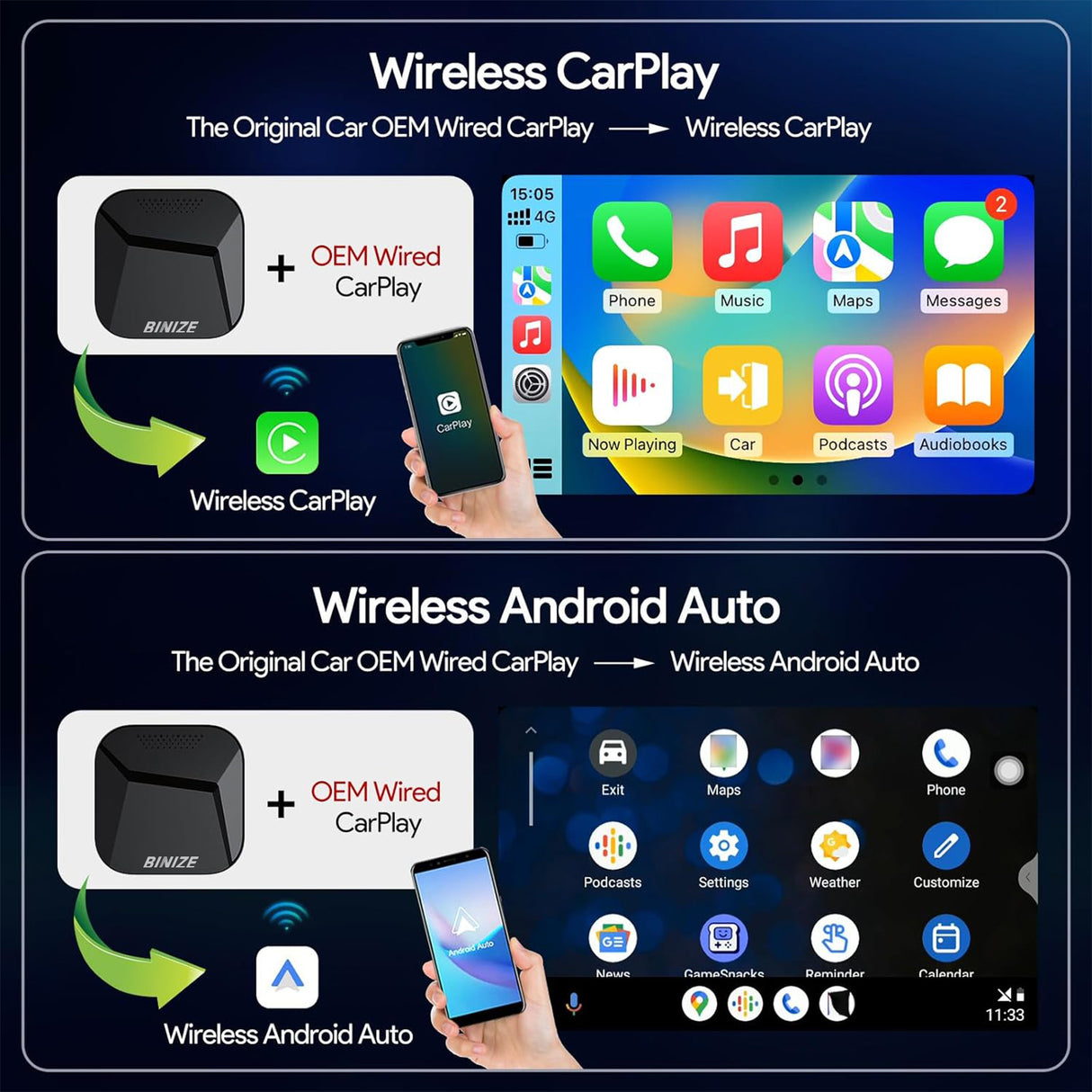 Android 13 Wireless CarPlay Ai Box for Toyota Tundra 2021 2022