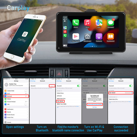 7 Inch Portbale CarPlay Screen for Car, Support Wireless CarPlay