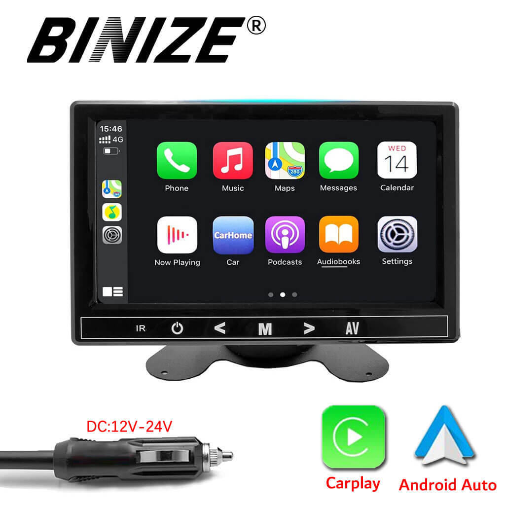 Estéreo de coche de 5 pulgadas de un solo DIN integrado Apple  CarPlay/Android Auto/Mirror-Link, receptor de radio con pantalla táctil con  Bluetooth